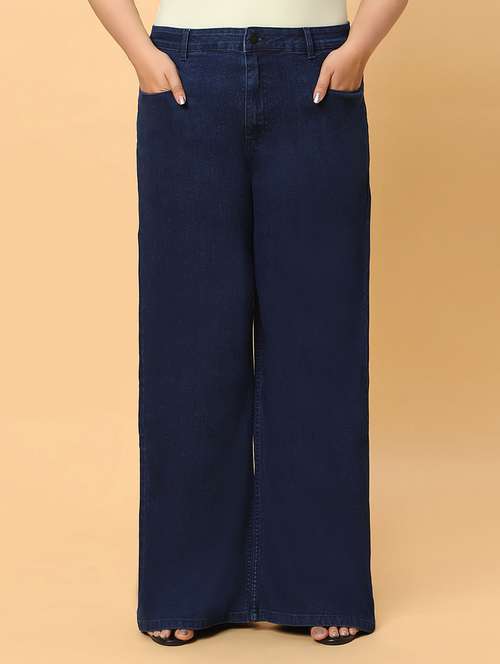 women's plain baggy leg jeans - 19997253 - Very Small Image - 1
