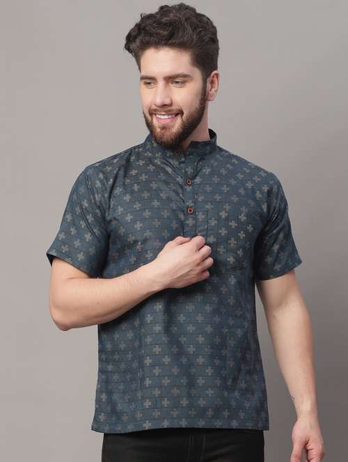 mandarin neck printed short kurta - 20009841 - Very Small Image - 1
