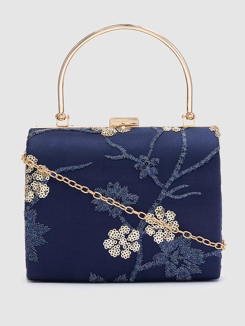 blue leatherette (pu) box clutch - 20018783 - Very Small Image - 1