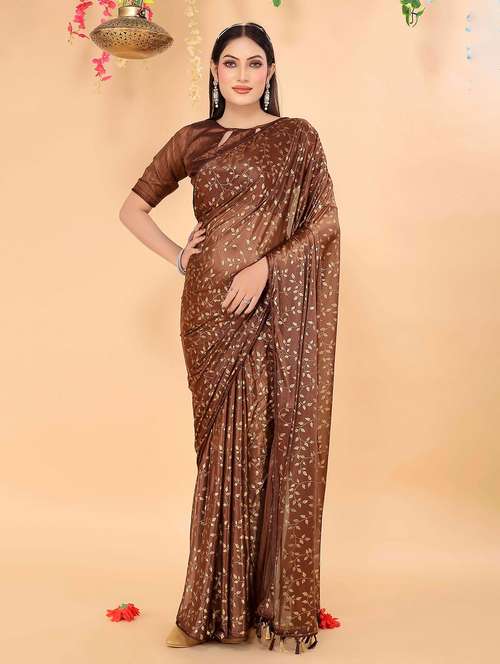 women's dabu brown colored saree - 20058740 - Very Small Image - 1