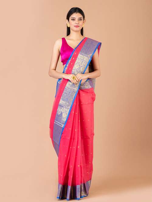 women's polka dots pink colored saree - 20121529 - Very Small Image - 1