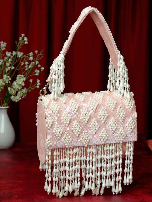 pink velvet fold over clutch - 20132441 - Very Small Image - 1
