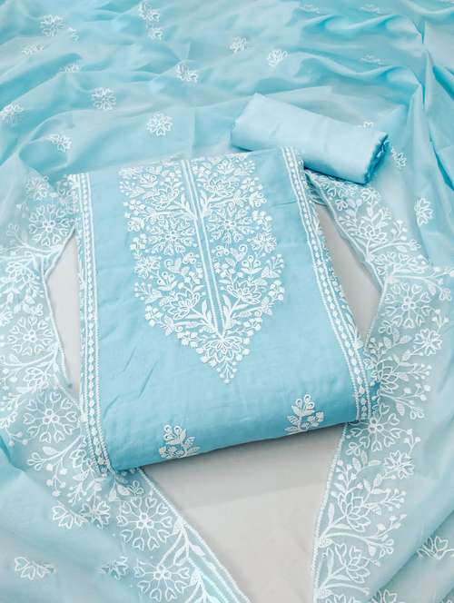 embroidered unstitched salwar suit set - 20178094 - Very Small Image - 1