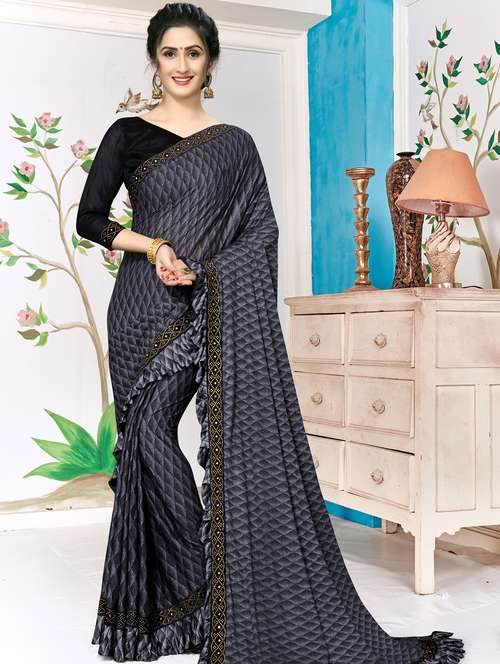 women's printed black colored saree - 20181744 - Very Small Image - 1