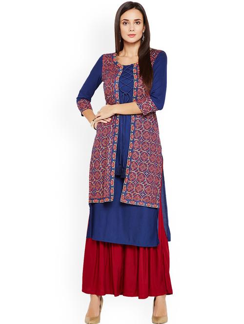 blue colored layered kurta - 20188886 - Very Small Image - 1