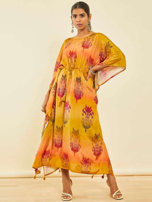 women ikkat print kaftan dress - 20252804 - Very Small Image - 1