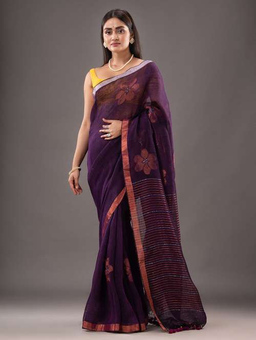 women's self design purple colored saree - 20266898 - Very Small Image - 1