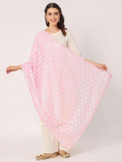 pink phulkari dupatta - 20276669 - Very Small Image - 1