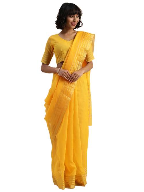 women's bordered yellow colored saree - 20284631 - Very Small Image - 1