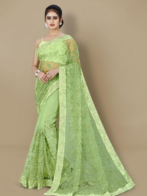 women's embroidered saree with blouse - 20299924 - Very Small Image - 1