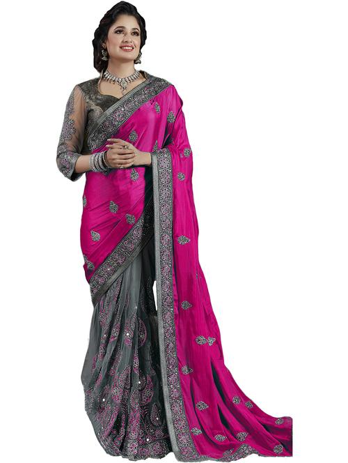 multi colored half and half saree with blouse - 20305904 - Very Small Image - 1