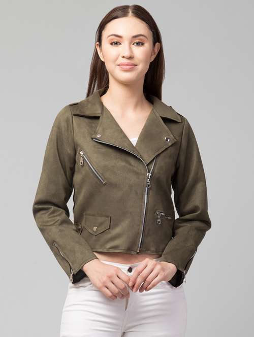women brown faux leather summer jacket - 20340901 - Very Small Image - 1