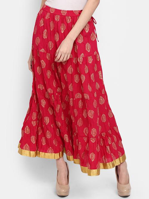 red flared long skirt - 20368831 - Very Small Image - 1