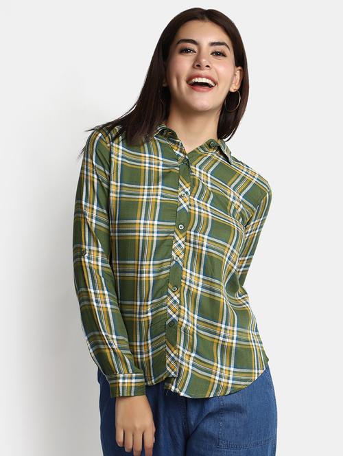 green checkered regular shirt - 20369558 - Very Small Image - 1