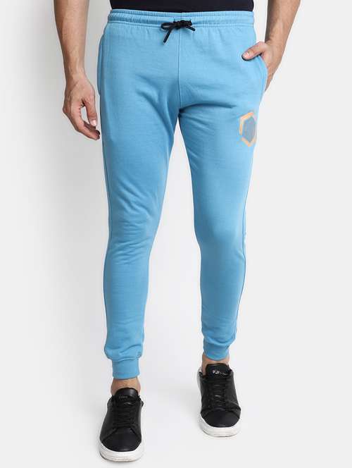 men light blue cotton full length track pant - 20373295 - Very Small Image - 1