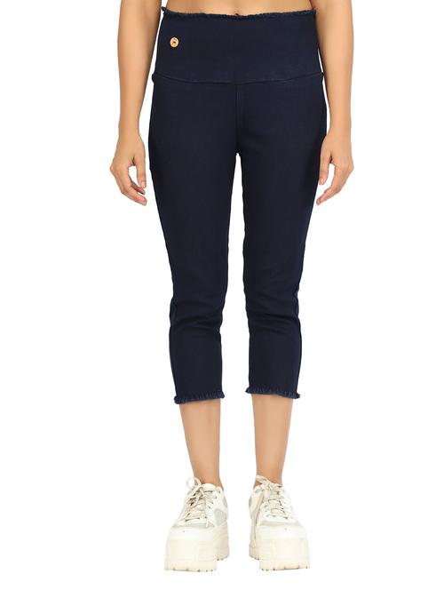 women navy blue skinny fit denim capri - 20386459 - Very Small Image - 1