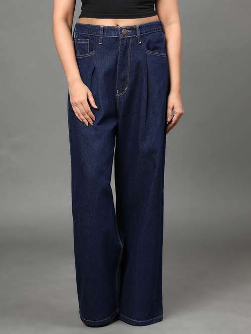 women's plain wide leg jeans - 20386593 - Very Small Image - 1