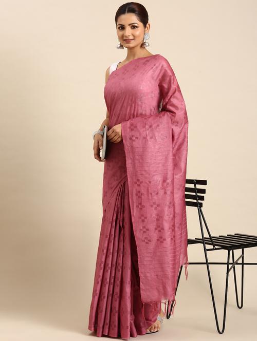 women's self design pink colored saree with blouse - 20406039 - Very Small Image - 1