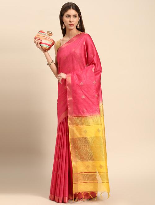 women's self design pink colored saree with blouse - 20406291 - Very Small Image - 1