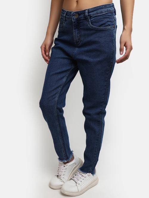 women dark blue denim jean - 20419936 - Very Small Image - 1