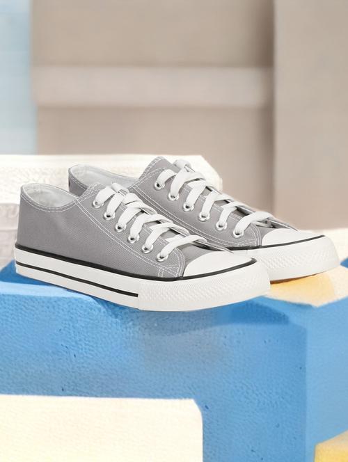 grey canvas laceup sneakers - 20425661 - Very Small Image - 1