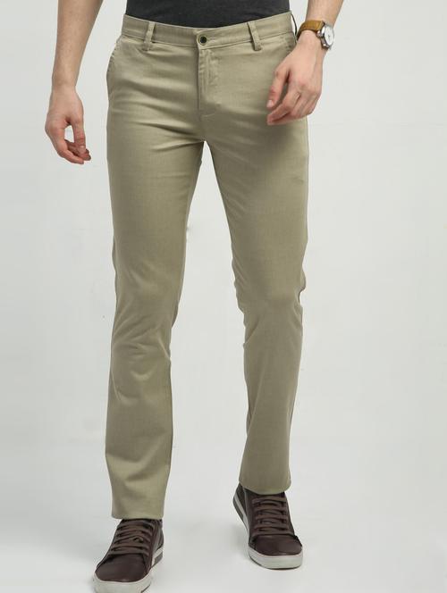 men mid rise solid flat front casual trouser - 20519648 - Very Small Image - 1