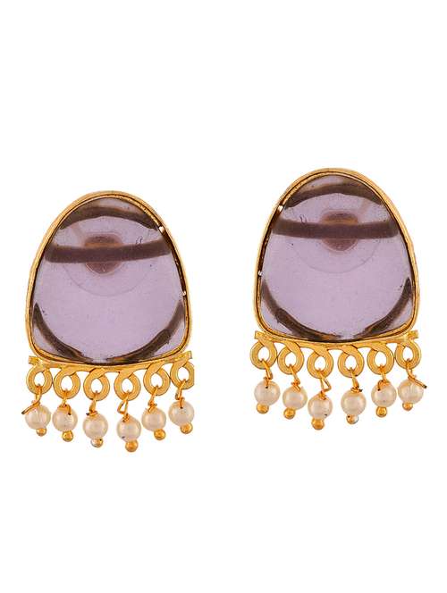 purple brass studs earring - 20520291 - Very Small Image - 1