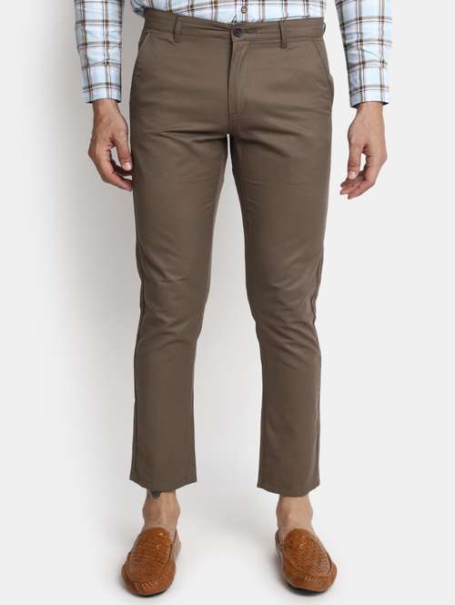 men mid rise solid chinos casual trouser - 20536596 - Very Small Image - 1