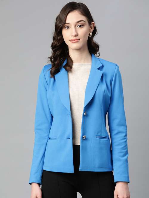 women solid lapel collar blazer - 20573653 - Very Small Image - 1