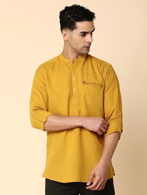 men mandarin neck solid short kurta - 20590121 - Very Small Image - 1