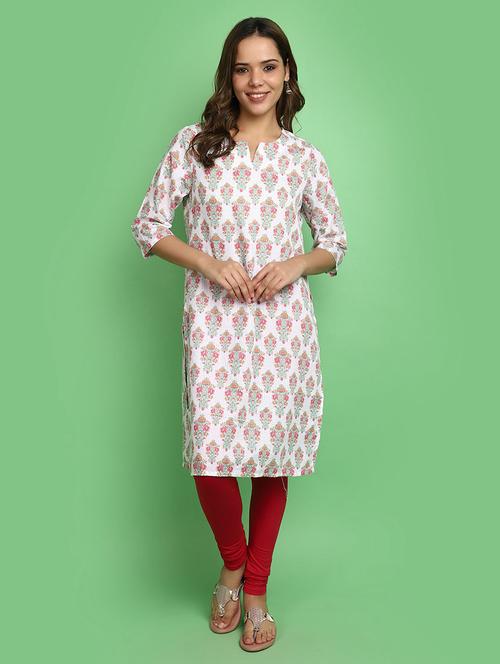 women white notch neck straight kurta - 20590183 - Very Small Image - 1