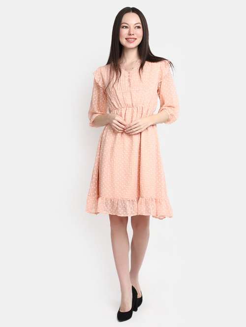 pink georgette a-line dress - 20600127 - Very Small Image - 1