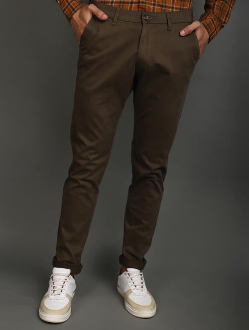 brown cotton chinos casual trousers - 20664500 - Very Small Image - 1