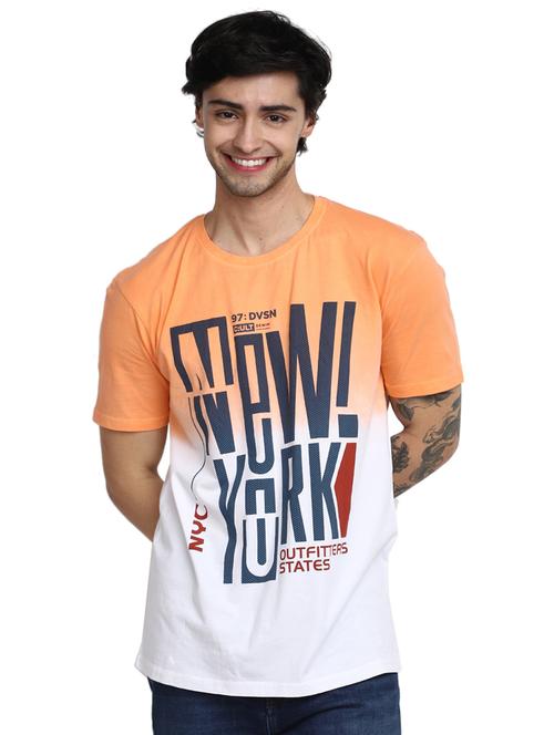 men orange regular fit typographic ombre effect t-shirt - 20672088 - Very Small Image - 1