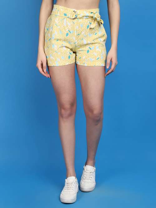 yellow rayon regular shorts - 20724723 - Very Small Image - 1