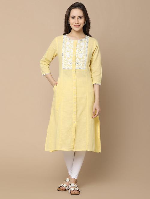 women three quarter sleeve a-line kurta - 20729066 - Very Small Image - 1