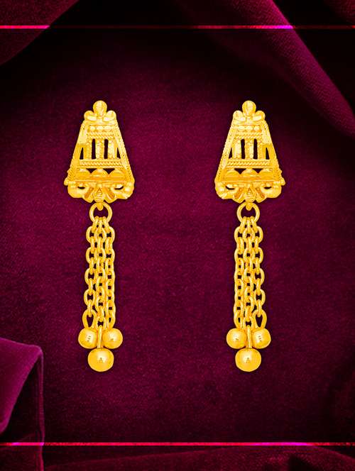 gold plated metal drop earring - 20754644 - Very Small Image - 1