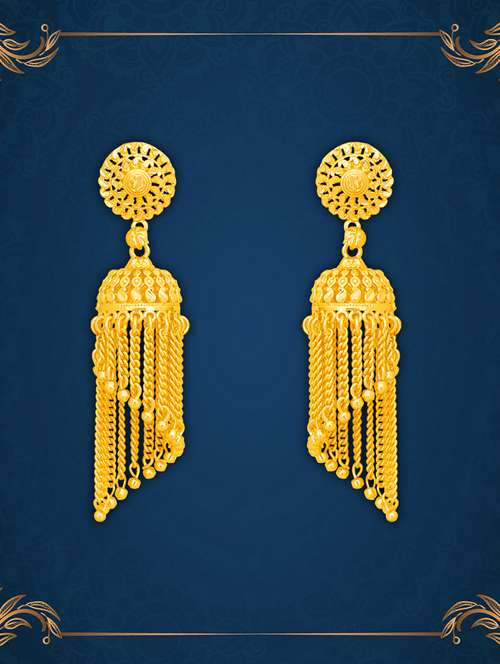 womrn gold plated jhumka earrings - 20754854 - Very Small Image - 1