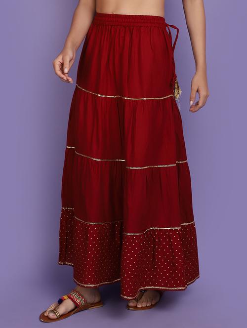 women maroon printed detailed skirt - 20839417 - Very Small Image - 1
