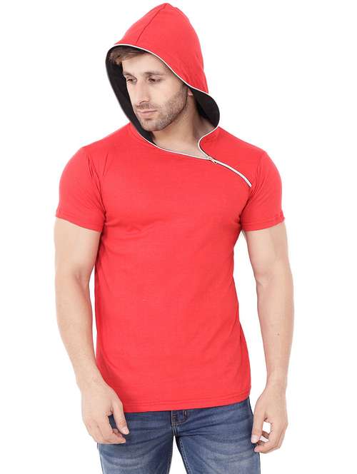red cotton blend plain t-shirt - 20841322 - Very Small Image - 1