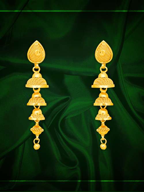 gold plated jhumka earrings - 20848079 - Very Small Image - 1
