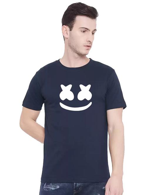dark blue cotton front print tshirt - 20878359 - Very Small Image - 1