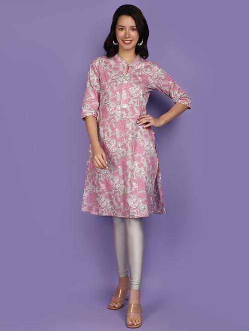 women grey mandarin neck straight kurta - 20901293 - Very Small Image - 1