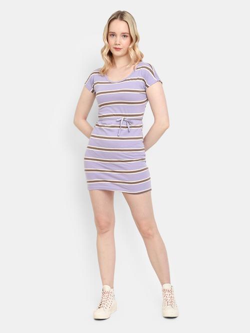 women round neck striped bodycon dress - 20930403 - Very Small Image - 1