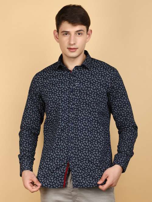 navy blue cotton casual shirt - 20934287 - Very Small Image - 1