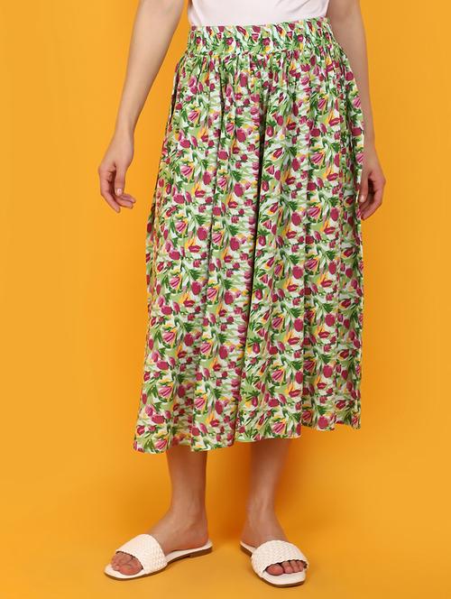 women green floral printed skirt - 20948552 - Very Small Image - 1