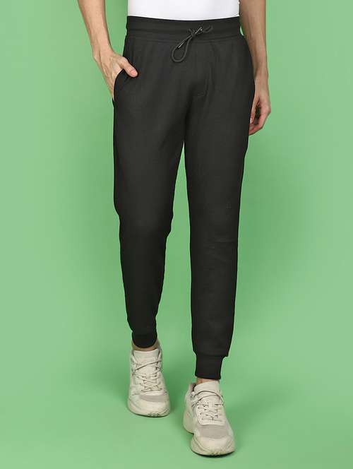 men black solid mid rise jogger - 20957422 - Very Small Image - 1