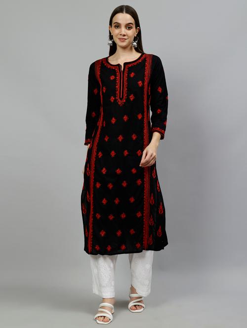 women three quarter sleeve straight kurta - 20957634 - Very Small Image - 1