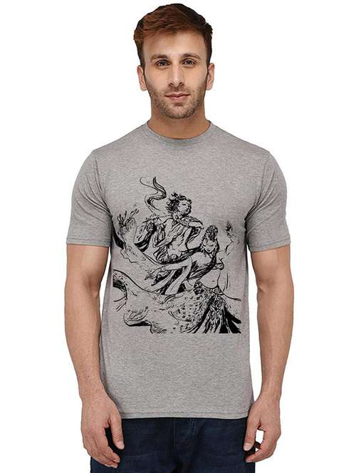 men round neck front print t-shirt - 20988874 - Very Small Image - 1
