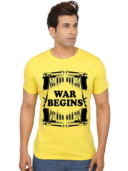 men round neck front print t-shirt - 20991342 - Very Small Image - 1